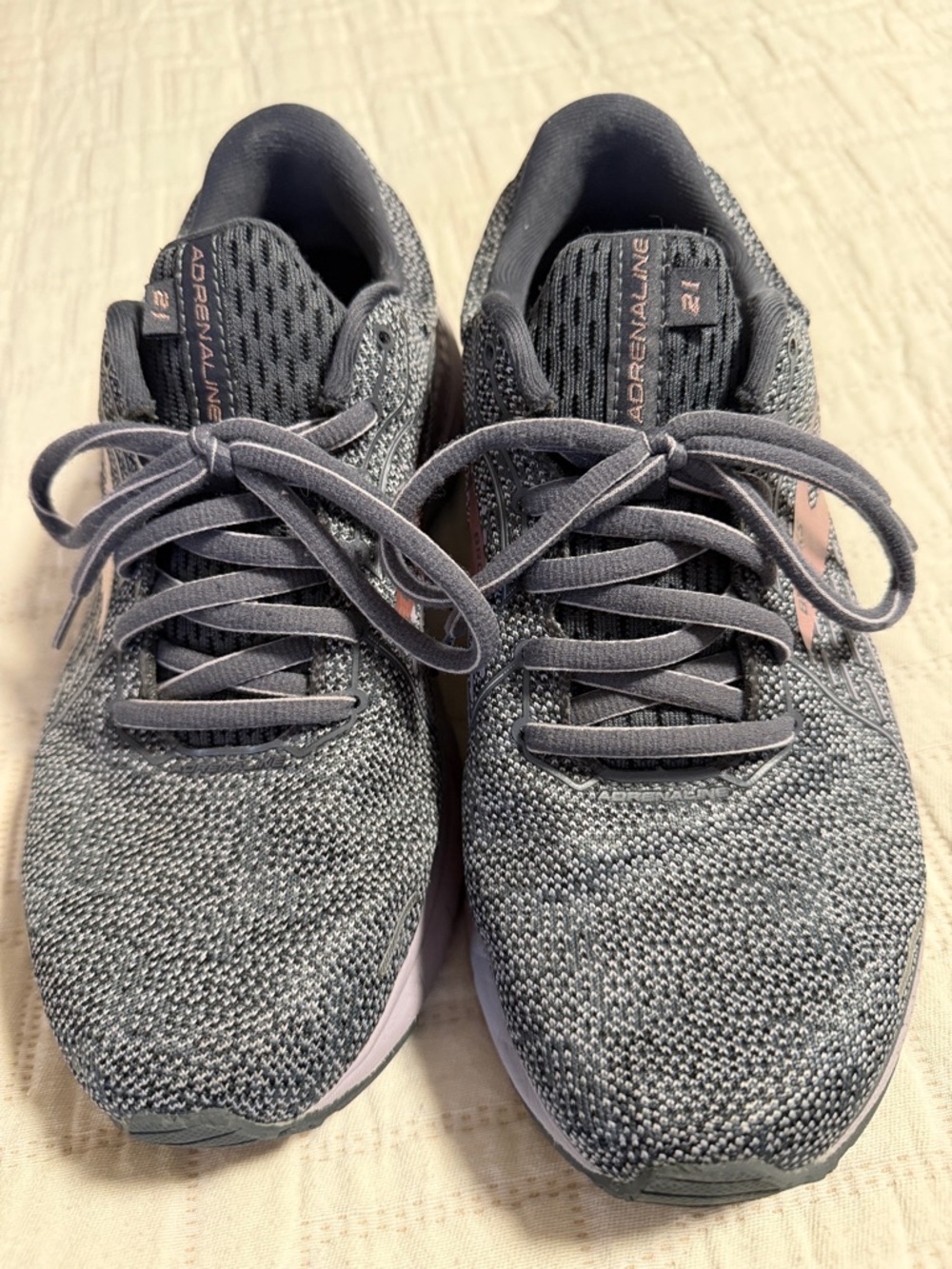 Brooks adrenaline Grey Knit Running Shoes with Purple/Pink Accents size 8 D